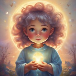 healing childhood trauma with little girl holding a light